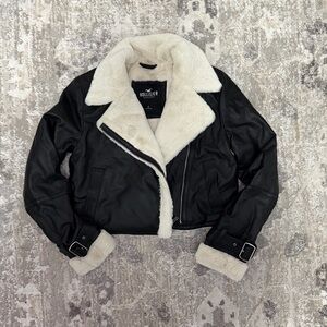Hollister Black Jacket with White fur